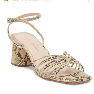 Loeffler Randall Strappy Snakeskin leather sandals 7 Nude Tan
